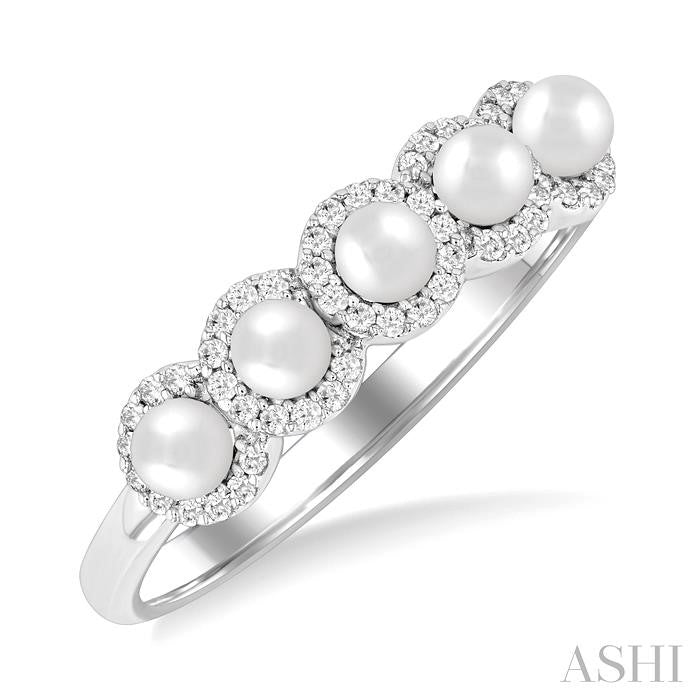 ASHI Pearl & Halo Diamond Ring 56968PPFGWPWG