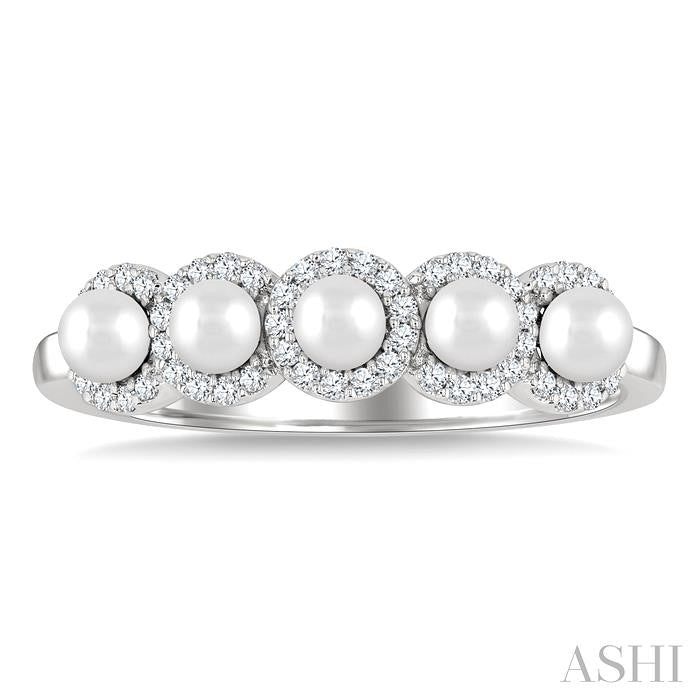 ASHI Pearl & Halo Diamond Ring 56968PPFGWPWG
