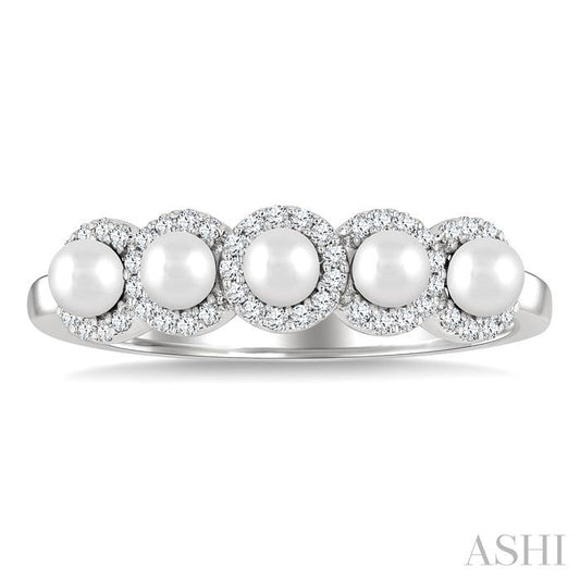 ASHI Pearl & Halo Diamond Ring 56968PPFGWPWG