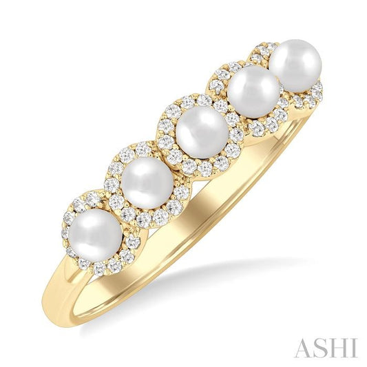 ASHI Pearl & Halo Diamond Ring 56968PPFGWPYG