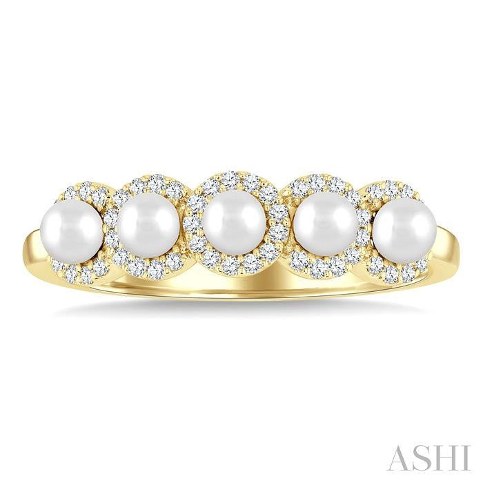 ASHI Pearl & Halo Diamond Ring 56968PPFGWPYG