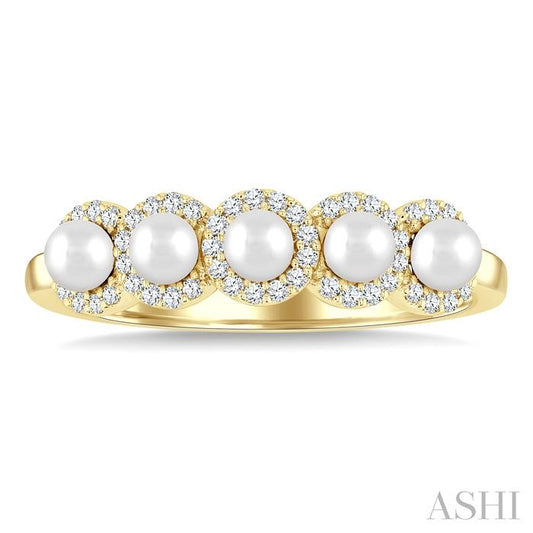 ASHI Pearl & Halo Diamond Ring 56968PPFGWPYG