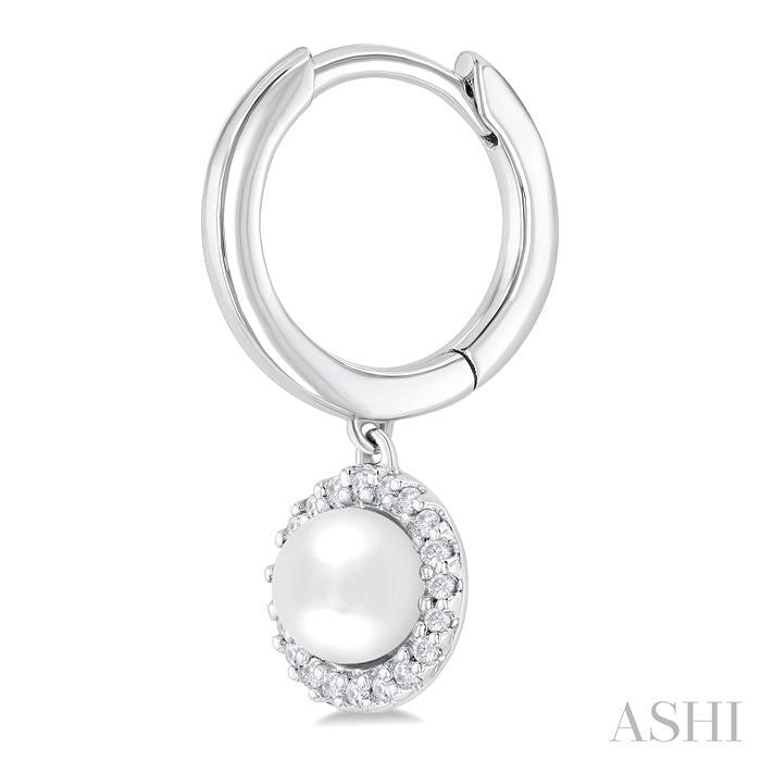 ASHI Pearl & Petite Halo Diamond Huggie Fashion Earrings 56978PPTSERWPWG