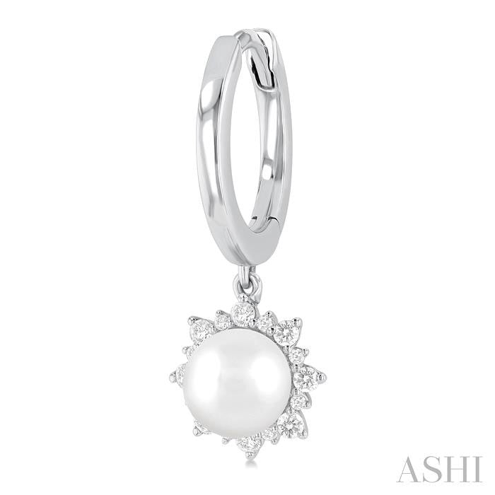 ASHI Pearl & Petite Diamond Fashion Huggie Earrings 56987PPTSERWPWG