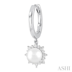 ASHI Pearl & Petite Diamond Fashion Huggie Earrings 56987PPTSERWPWG