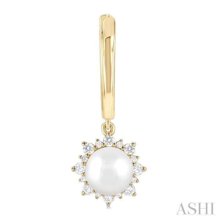 ASHI Pearl & Petite Diamond Fashion Huggie Earrings 56987PPTSERWPYG