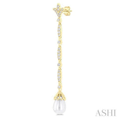 ASHI Pearl & Diamond Long Earrings 56993PPFGERWPYG