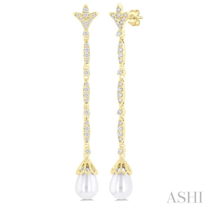 ASHI Pearl & Diamond Long Earrings 56993PPFGERWPYG