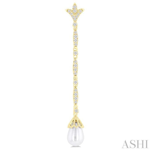 ASHI Pearl & Diamond Long Earrings 56993PPFGERWPYG