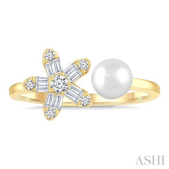 ASHI Pearl Diamond Floral Fashion Ring 569A7PPTGWPYG