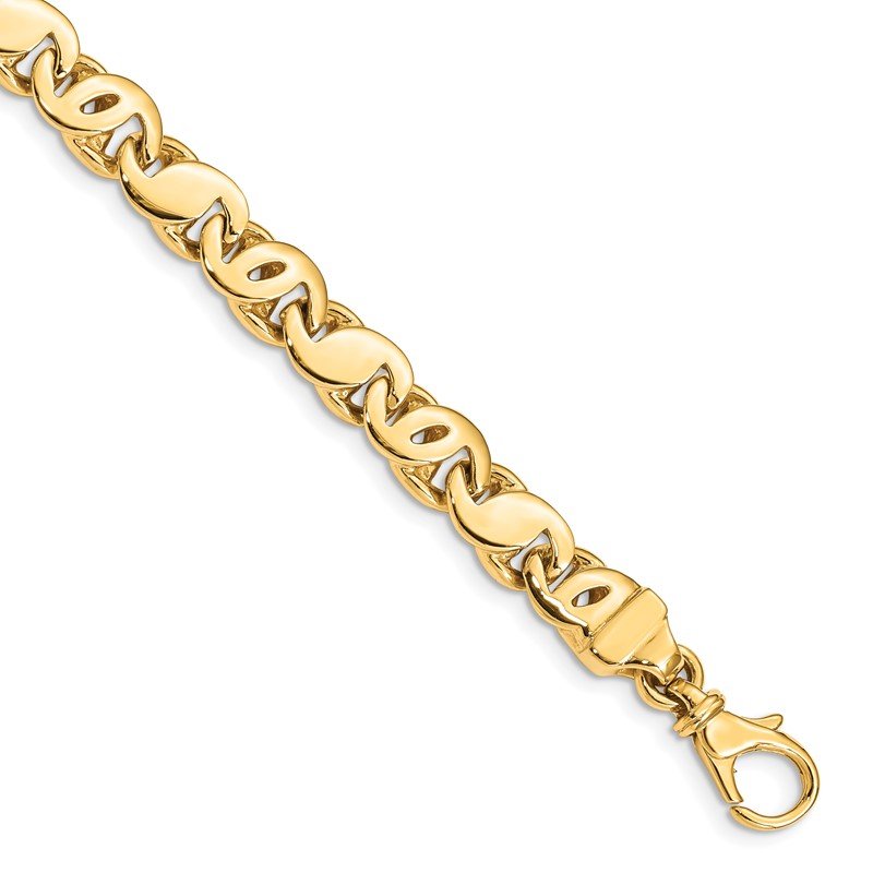 Quality Gold 14K 8 inch 7.3mm Hand Polished Fancy S-Link with Fancy Lobster Clasp Bracelet LK675