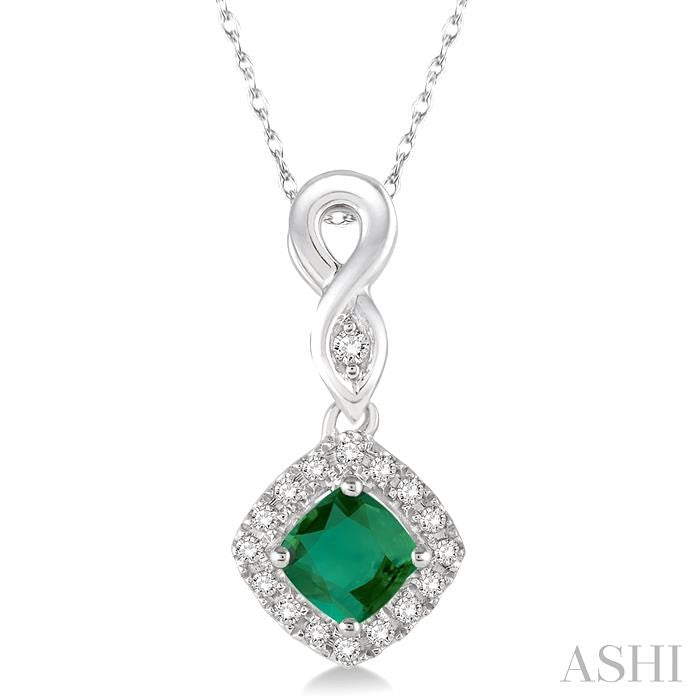 ASHI Cushion Shape Gemstone & Halo Diamond Pendant 57088PPFSPDEMWG