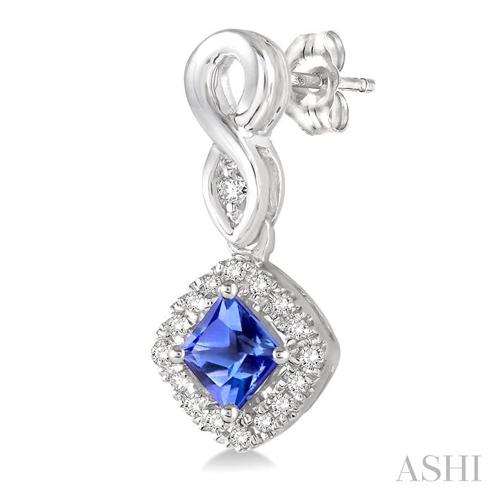 ASHI Cushion Shape Gemstone & Halo Diamond Earrings 57088PPTSERTZWG