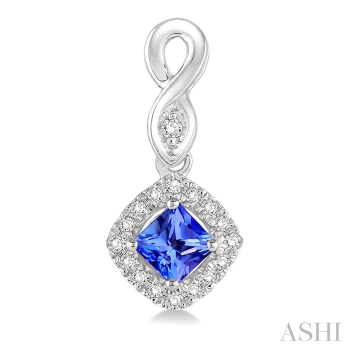 ASHI Cushion Shape Gemstone & Halo Diamond Earrings 57088PPTSERTZWG
