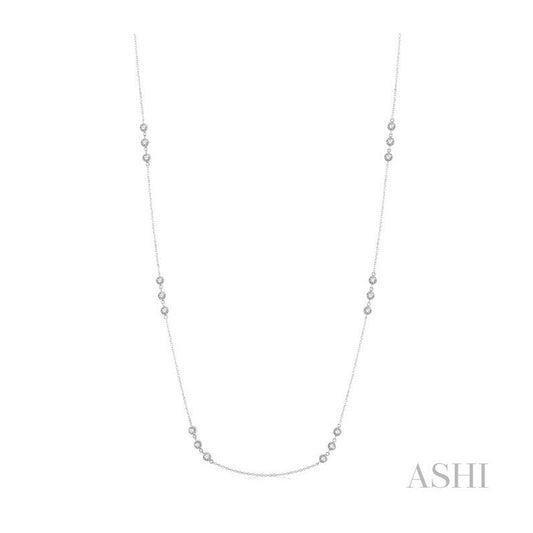 ASHI 3 Stone Diamond Station Necklace 994C1PPFGNKWG