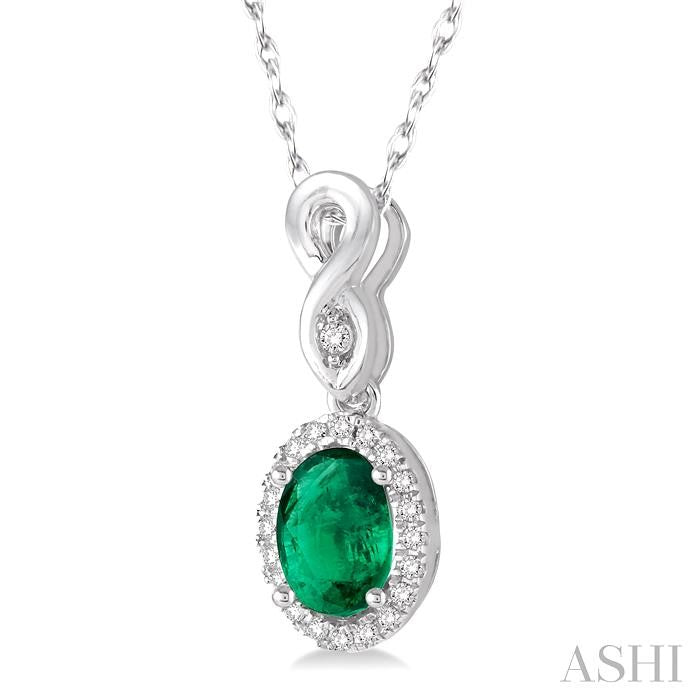 ASHI Oval Shape Gemstone & Halo Diamond Pendant 57098PPFSPDEMWG