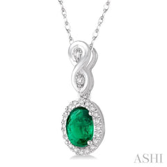 ASHI Oval Shape Gemstone & Halo Diamond Pendant 57098PPFSPDEMWG