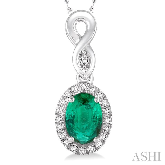 ASHI Oval Shape Gemstone & Halo Diamond Pendant 57098PPFSPDEMWG