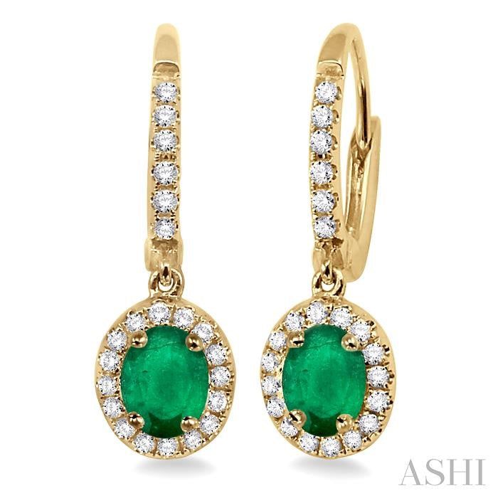 ASHI Oval Shape Gemstone & Halo Diamond Earrings 57186PPFGEREMYG