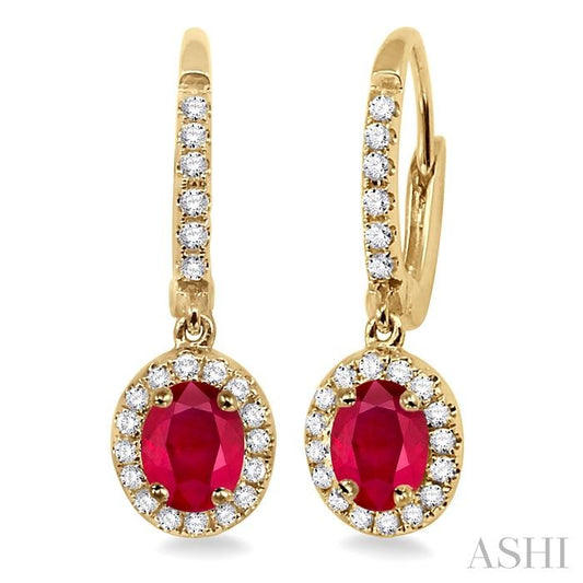 ASHI Oval Shape Gemstone & Halo Diamond Earrings 57186PPFGERRBYG