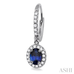 ASHI Oval Shape Gemstone & Halo Diamond Earrings 57186PPFGERSPWG