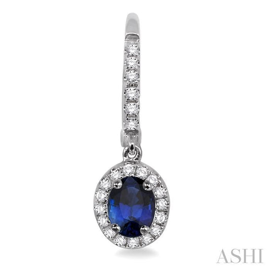 ASHI Oval Shape Gemstone & Halo Diamond Earrings 57186PPFGERSPWG
