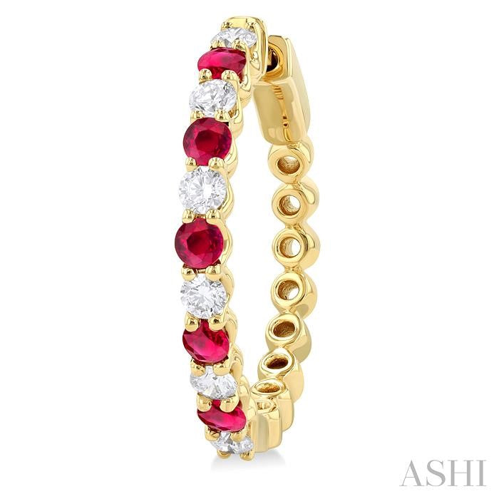 ASHI Alternate Gemstone & Diamond Hoop Earrings 57572PPFGERRBYG