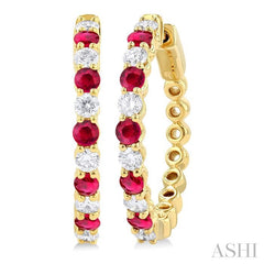 ASHI Alternate Gemstone & Diamond Hoop Earrings 57572PPFGERRBYG