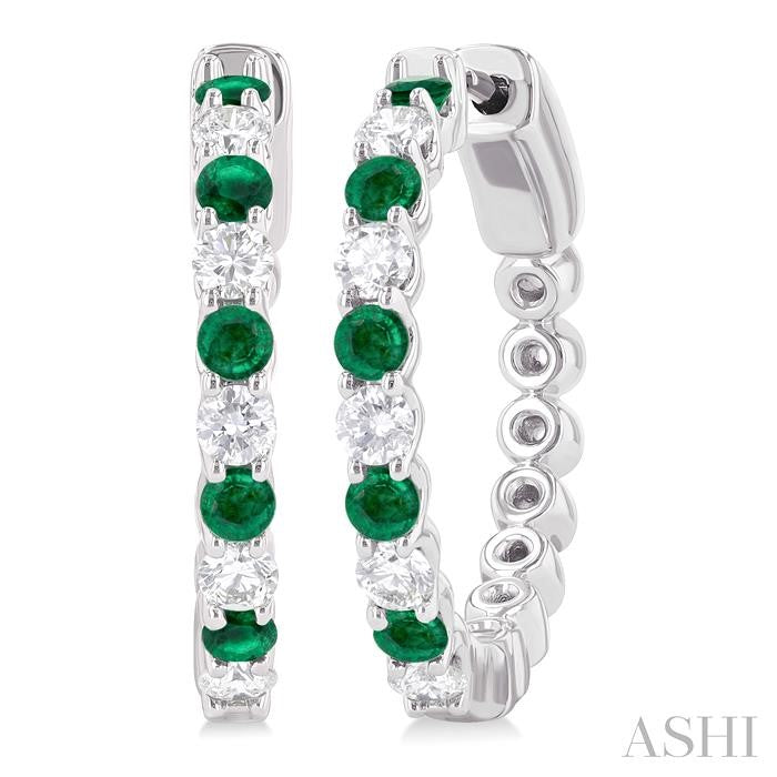 ASHI Alternate Gemstone & Diamond Hoop Earrings 57573PPFGEREMWG