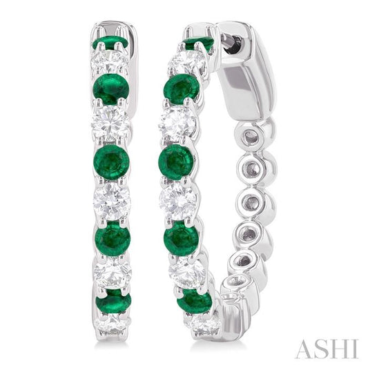 ASHI Alternate Gemstone & Diamond Hoop Earrings 57573PPFGEREMWG