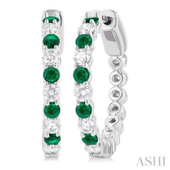 ASHI Alternate Gemstone & Diamond Hoop Earrings 57573PPFGEREMWG