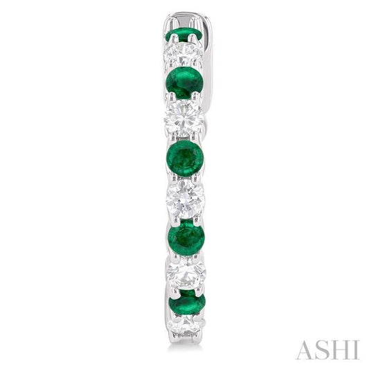ASHI Alternate Gemstone & Diamond Hoop Earrings 57573PPFGEREMWG