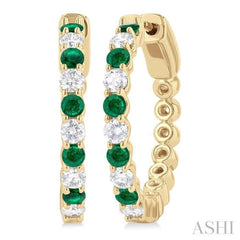 ASHI Alternate Gemstone & Diamond Hoop Earrings 57573PPFGEREMYG