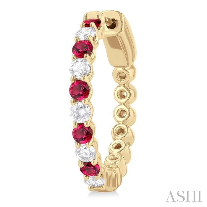 ASHI Alternate Gemstone & Diamond Hoop Earrings 57573PPFGERRBYG