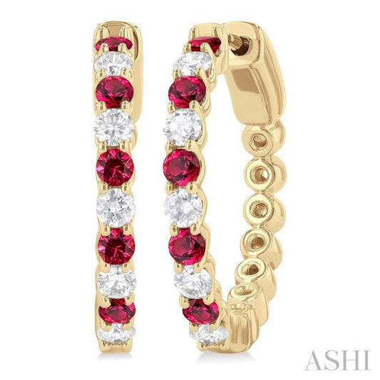 ASHI Alternate Gemstone & Diamond Hoop Earrings 57573PPFGERRBYG
