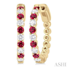 ASHI Alternate Gemstone & Diamond Hoop Earrings 57573PPFGERRBYG