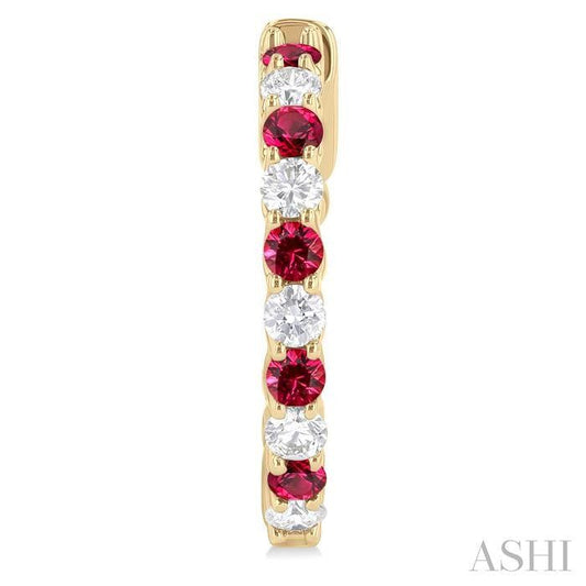 ASHI Alternate Gemstone & Diamond Hoop Earrings 57573PPFGERRBYG
