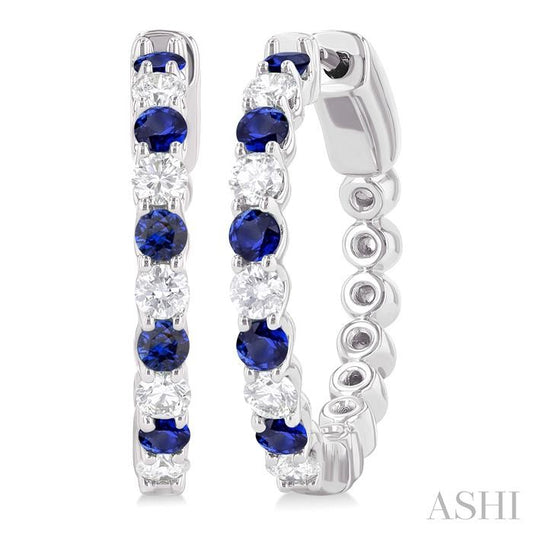 ASHI Alternate Gemstone & Diamond Hoop Earrings 57573PPFGERSPWG