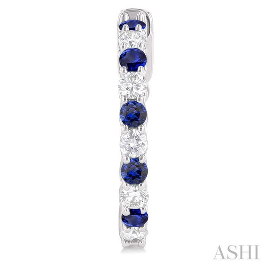 ASHI Alternate Gemstone & Diamond Hoop Earrings 57573PPFGERSPWG