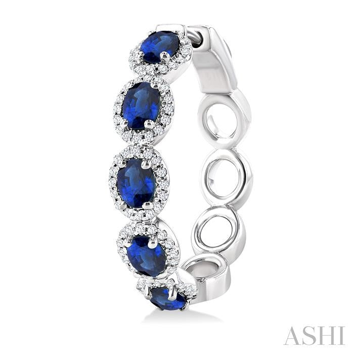 ASHI Oval Shape Gemstone & Halo Diamond Hoop Earrings 57583PPFGERSPWG