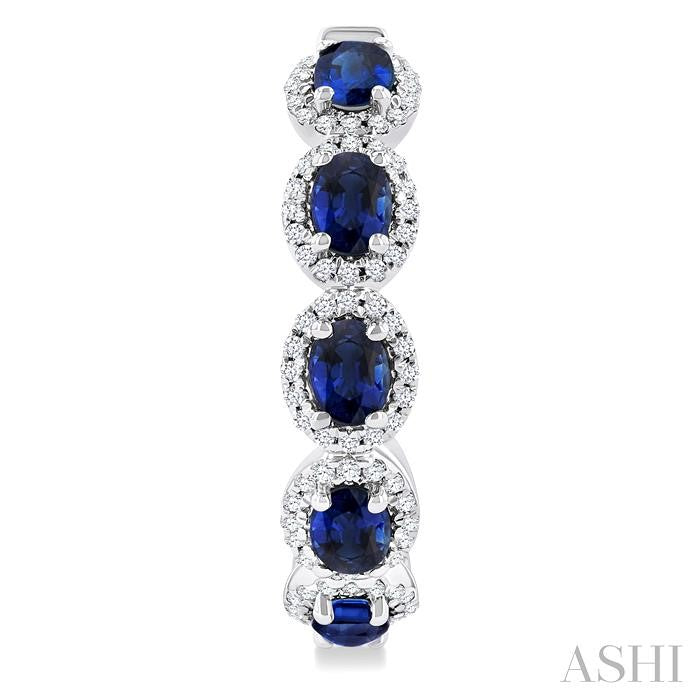 ASHI Oval Shape Gemstone & Halo Diamond Hoop Earrings 57583PPFGERSPWG