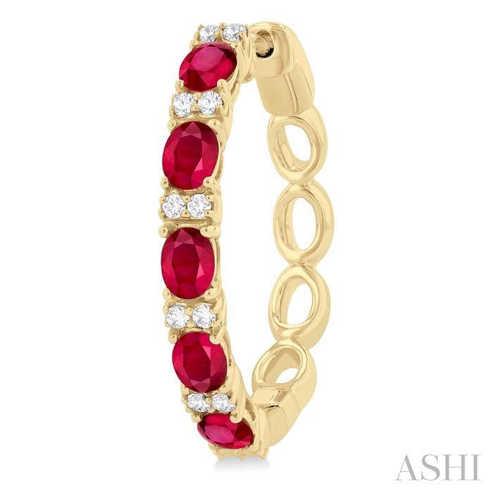 ASHI Oval Shape Alternate Gemstone & Diamond Hoop Earrings 57636PPFGERRBYG