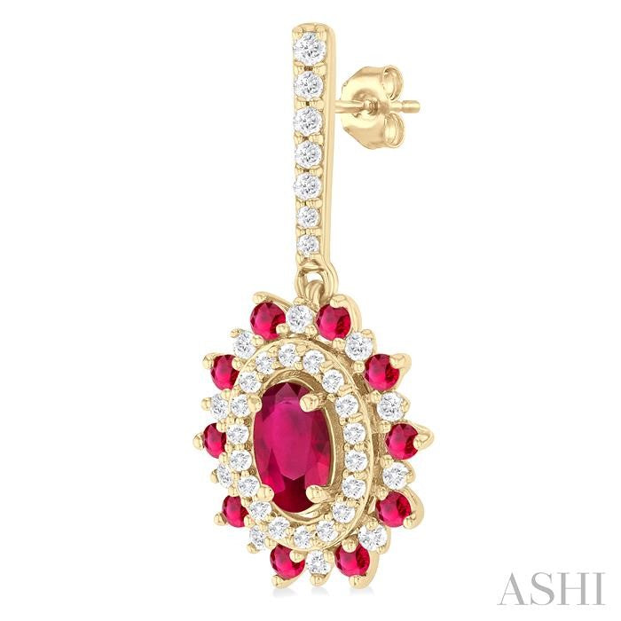 ASHI Oval Shape Gemstone & Halo Diamond Earrings 57645PPFGERRBYG-OV