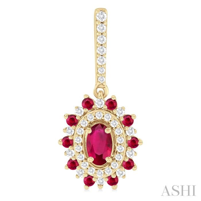 ASHI Oval Shape Gemstone & Halo Diamond Earrings 57645PPFGERRBYG-OV