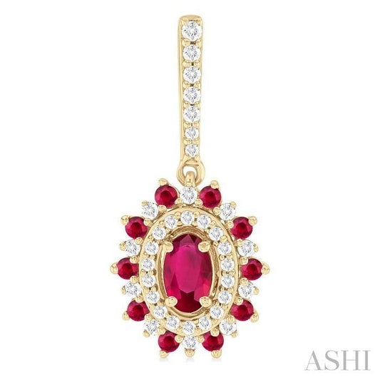 ASHI Oval Shape Gemstone & Halo Diamond Earrings 57645PPFGERRBYG-OV