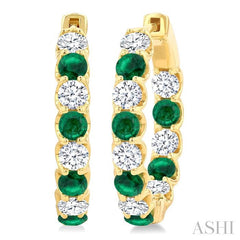 ASHI Inside-Out Alternate Gemstone & Diamond Hoop Earrings 57650PPFGEREMYG-1.65