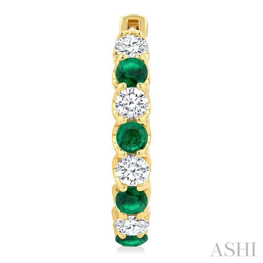 ASHI Inside-Out Alternate Gemstone & Diamond Hoop Earrings 57650PPFGEREMYG-1.65