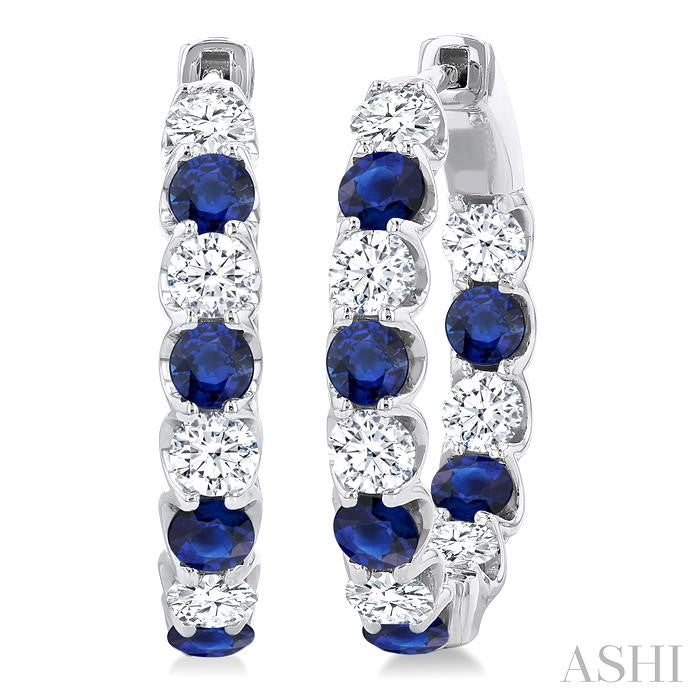 ASHI Inside-Out Alternate Gemstone & Diamond Hoop Earrings 57650PPFGERSPWG-1.65