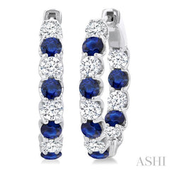 ASHI Inside-Out Alternate Gemstone & Diamond Hoop Earrings 57650PPFGERSPWG-1.65