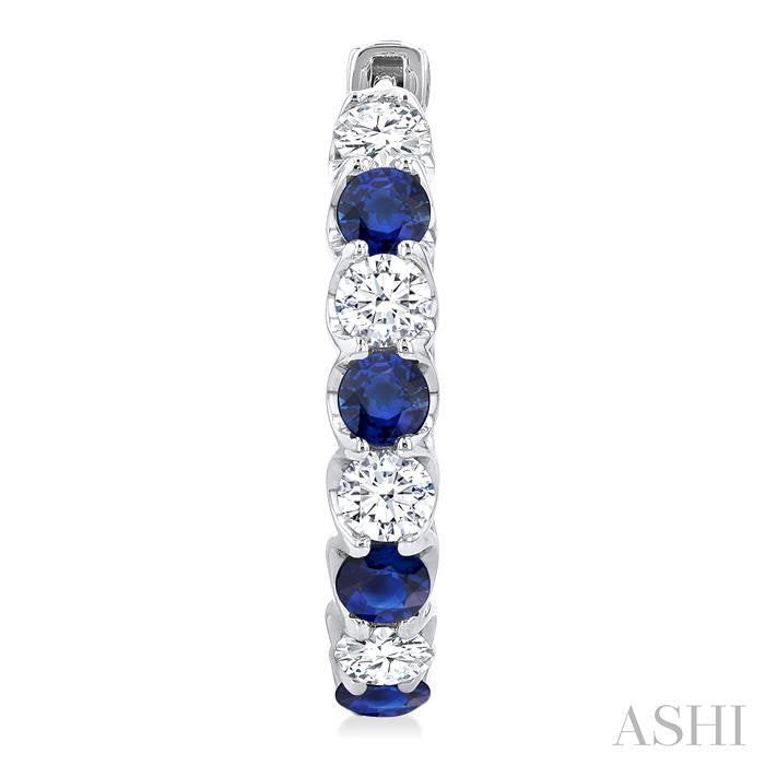 ASHI Inside-Out Alternate Gemstone & Diamond Hoop Earrings 57650PPFGERSPWG-1.65